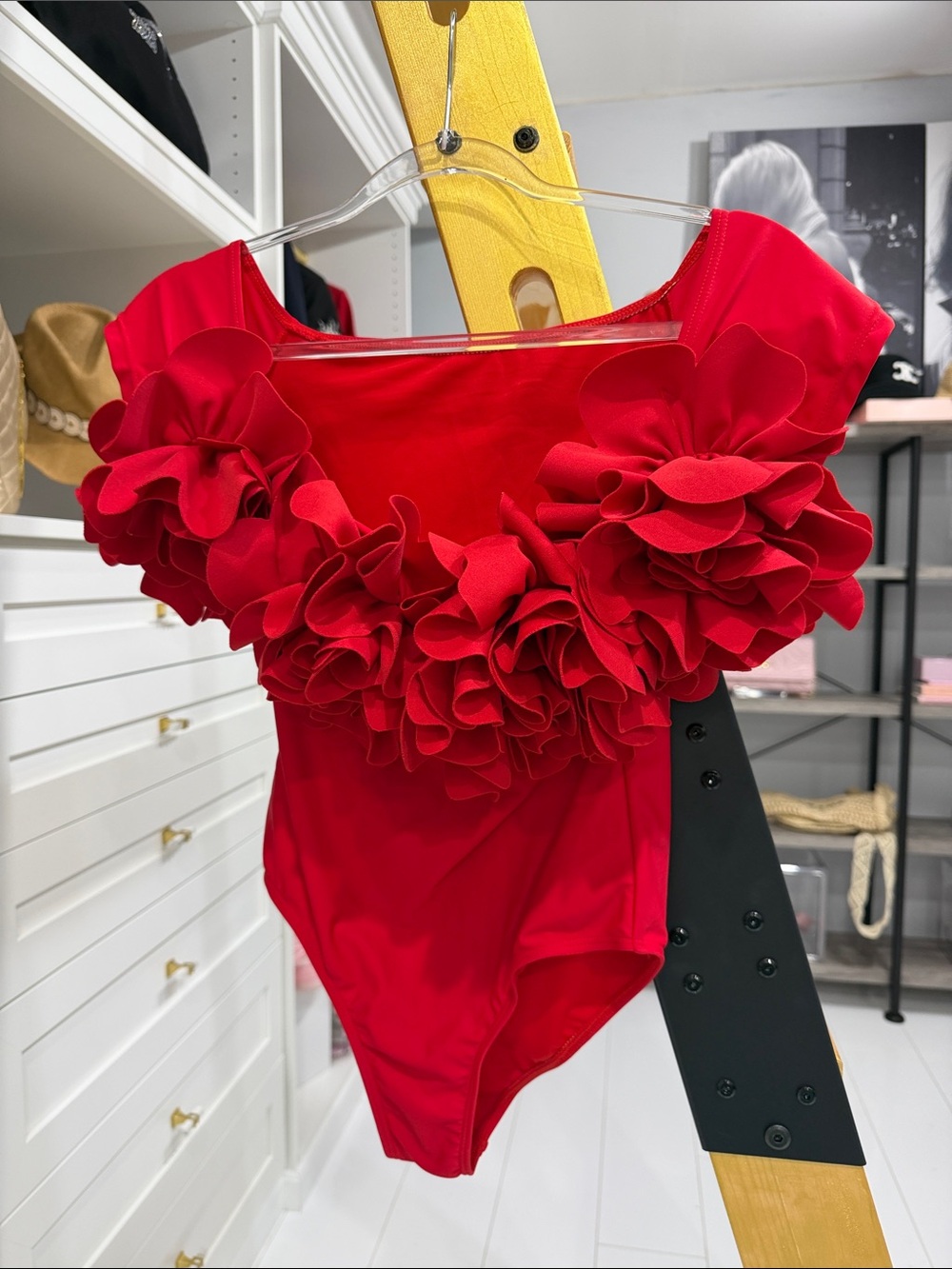 Chicwish Red Ruffled One-Piece Swimsuit